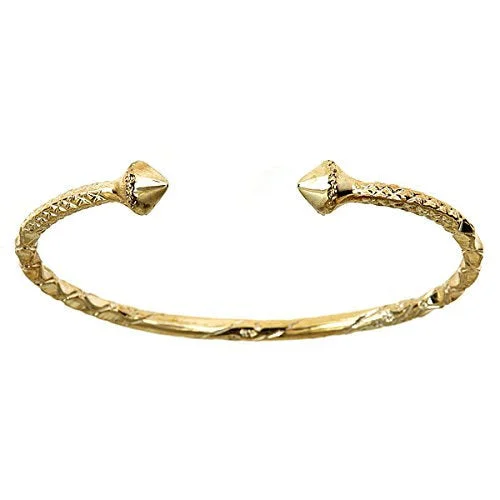 Retro Style Bangles-Better Jewelry 10K Yellow Gold West Indian Bangle w. Twisted Cone