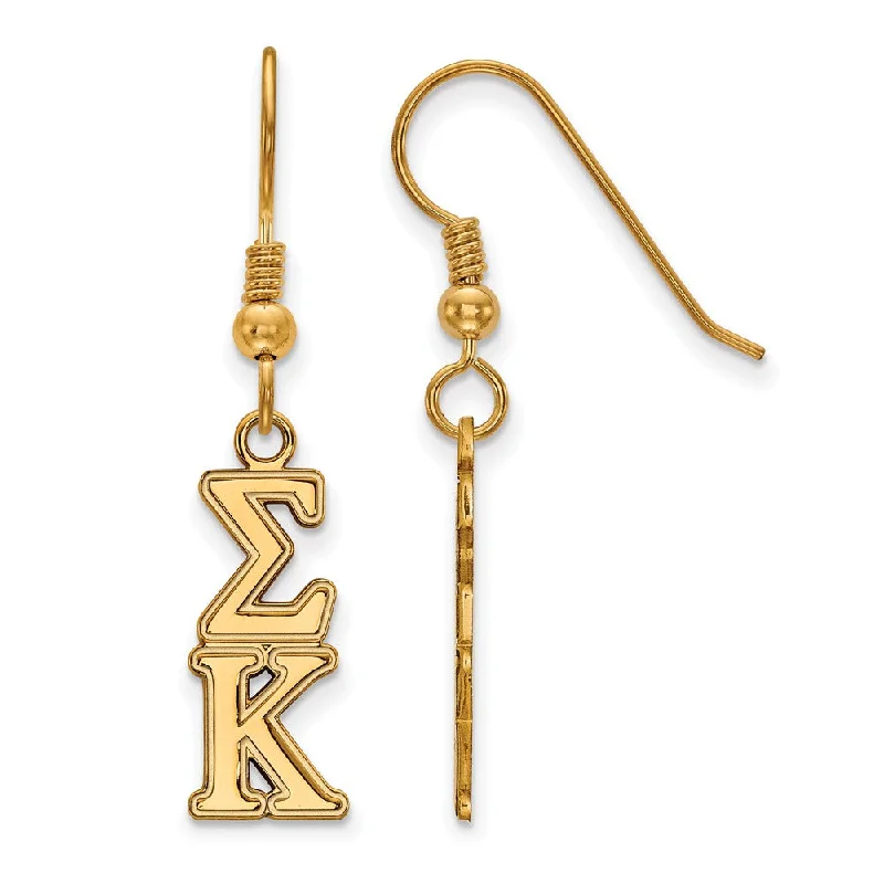 Colorful Gemstone Earrings-14K Plated Silver Sigma Kappa Dangle Small Earrings