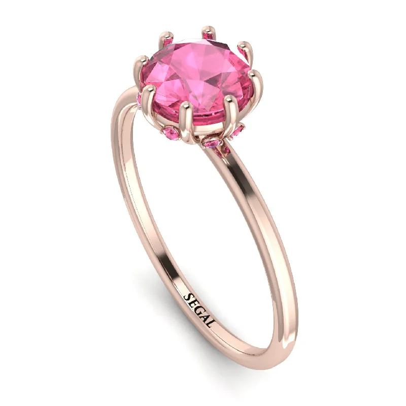 Fashionable Wedding Ring Sets-Classic Pink Moissanite Ring With Hidden Stones - Elliana No. 802