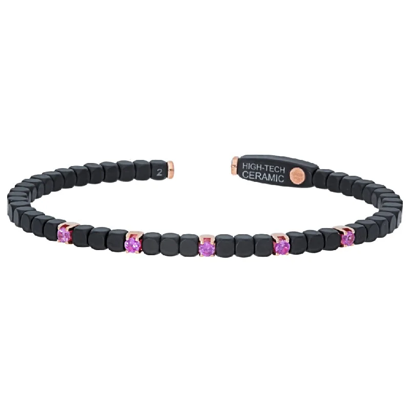 Stunning Diamond Bracelets-Roberto Demeglio Dado 18K Rose Gold Ceramic Five Pink Sapphire Bracelet