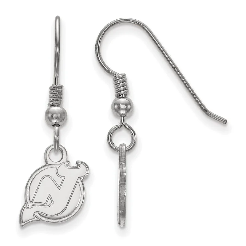 Affordable Silver Earrings-Sterling Silver NHL New Jersey Devils XS Dangle Earrings