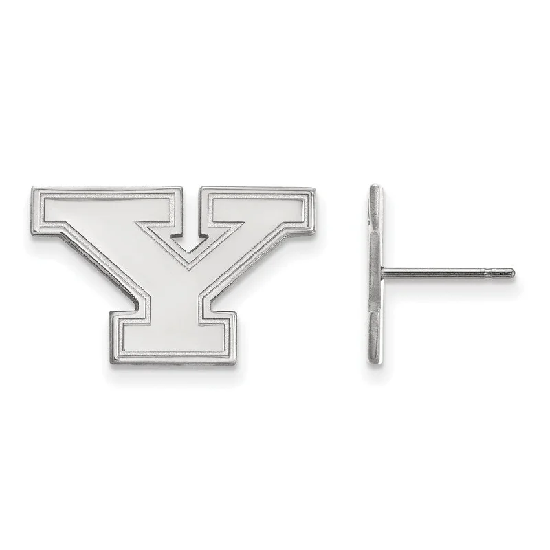 Diamond Stud Earrings-14k White Gold Youngstown State Small Post Earrings