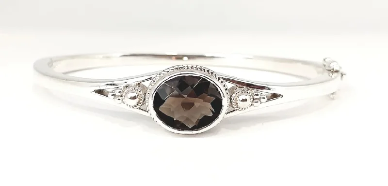 Simple Silver Bangles-VINTAGE SMOKY TOPAZ BANGLE