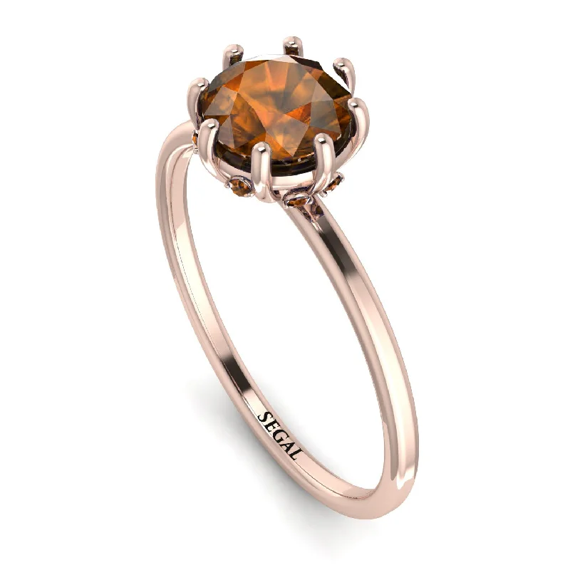 Adjustable Diamond Rings-Classic Brown Diamond Ring With Hidden Stones - Elliana No. 1102