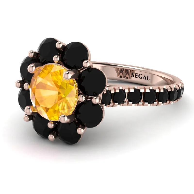 Designer Wedding Ring Sets-Glamorous Yellow Diamond Halo Engagement Ring - Amaya No. 1008