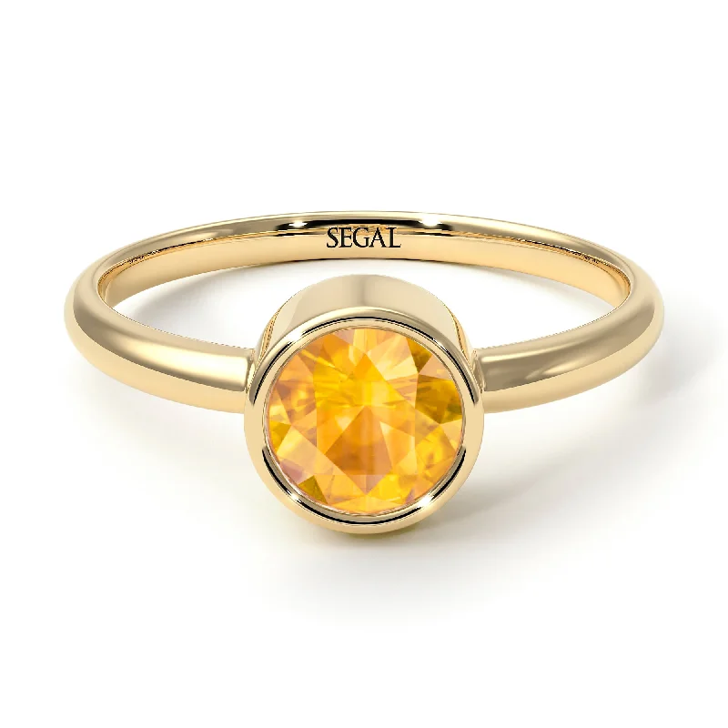 Luxury Wedding Rings for Women-Solitaire Bezel Yellow Diamond Ring - Emerson No. 1001