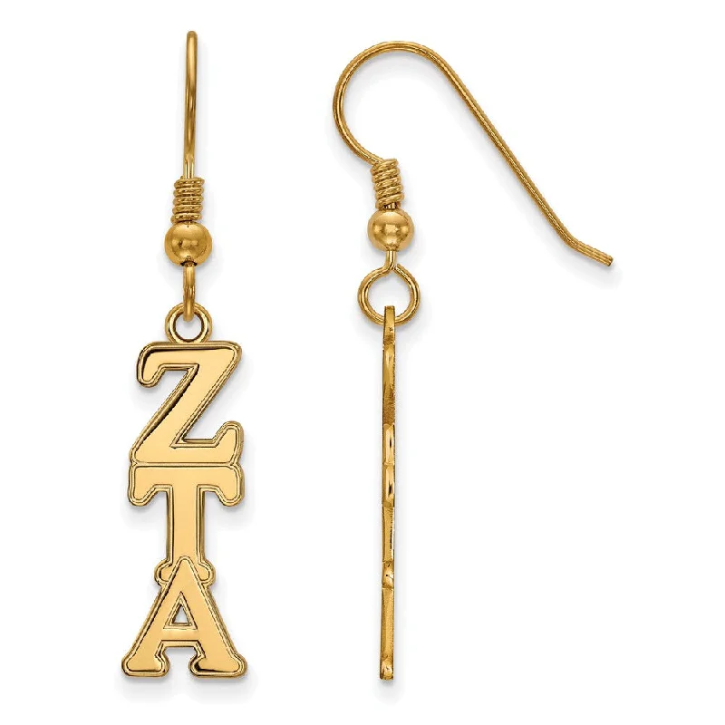 Chic Dangle Earrings-14K Plated Silver Zeta Tau Alpha Dangle Medium Earrings