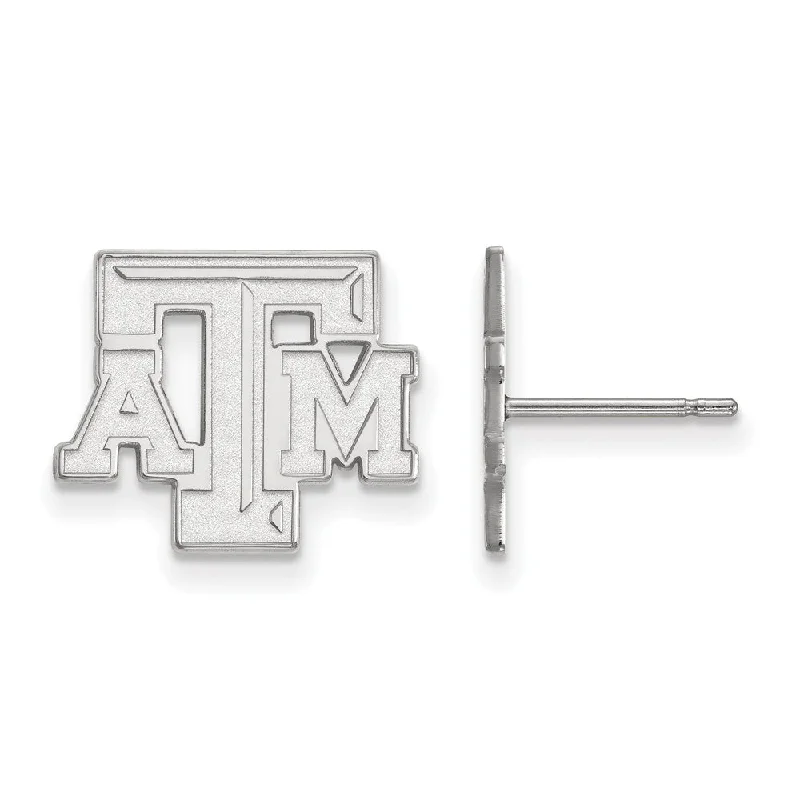 Crystal Drop Earrings-14k White Gold Texas A&M University Small 'ATM' Post Earrings