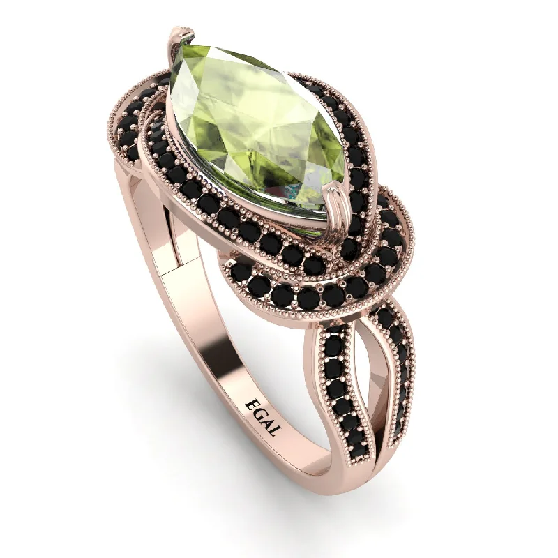 Sparkling Wedding Ring Sets-Milgrain Marquise Peridot Engagement Ring - Marley No. 708