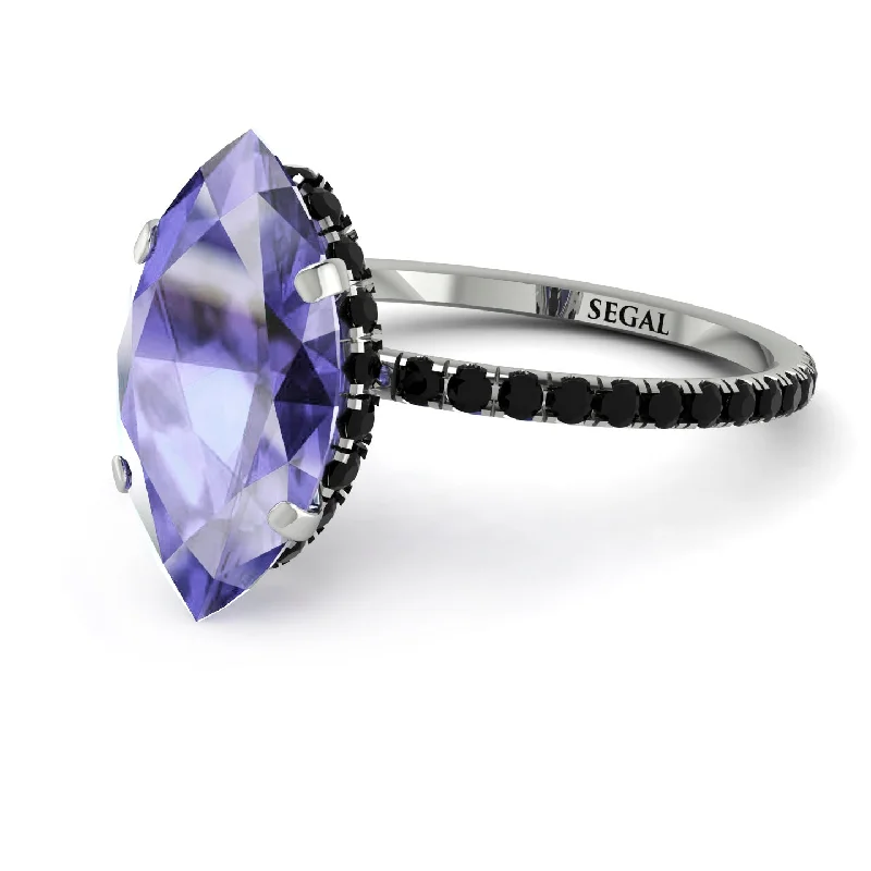 Affordable Engagement Rings-Hidden Halo Marquise Tanzanite Engagement Ring - Journey No. 209