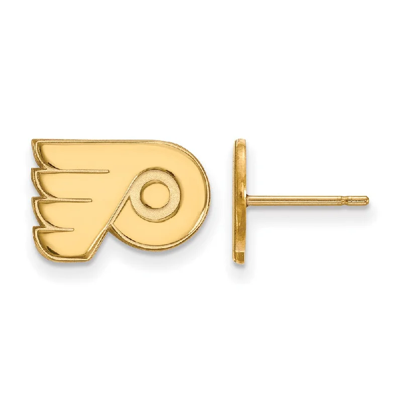 Contemporary Earrings-10k Yellow Gold NHL Philadelphia Flyers XS Post Earrings