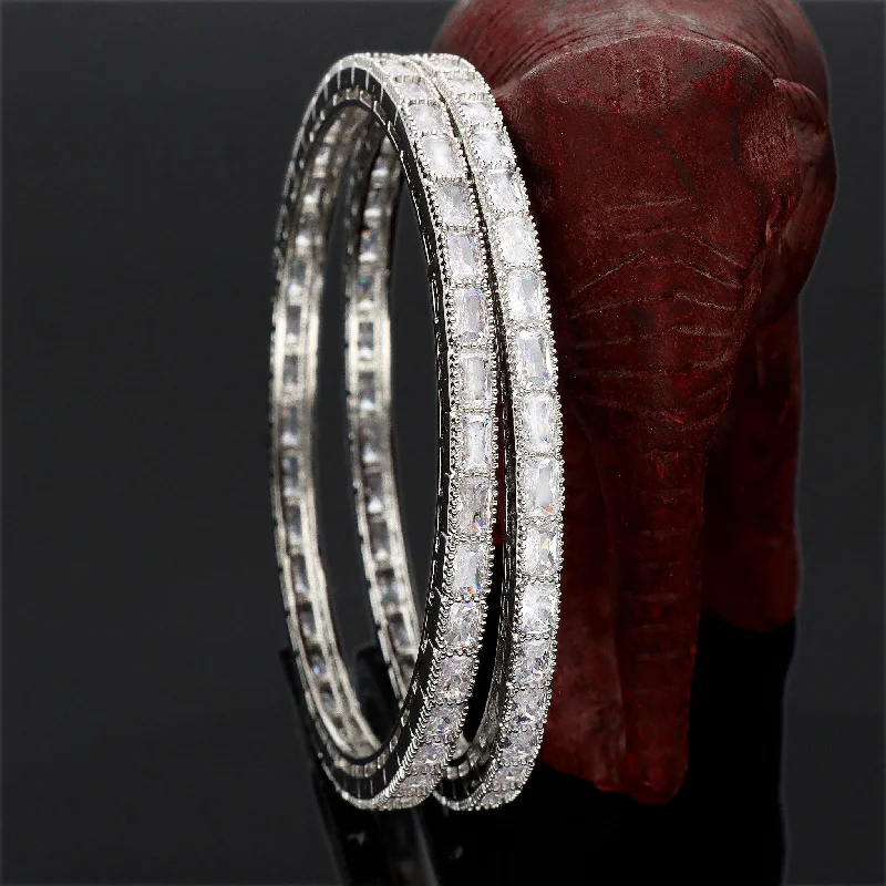 Classic Wedding Bangle Sets-Zirconia Bangles ZBGL10706