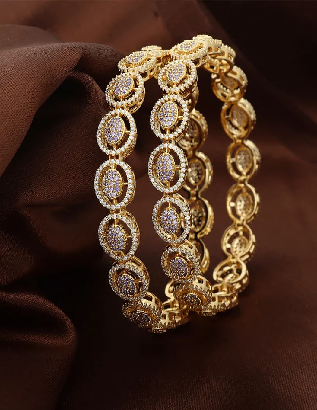 Unique Gold Bangles-Designer Zircon Gold Plated Bangles ZBGL10953