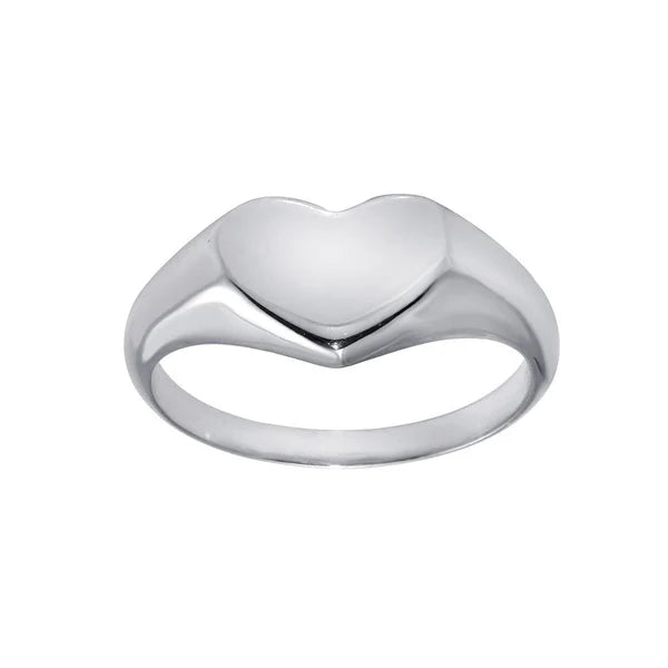 Custom Wedding Bands-Rhodium Plated 925 Sterling Silver Heart Ring