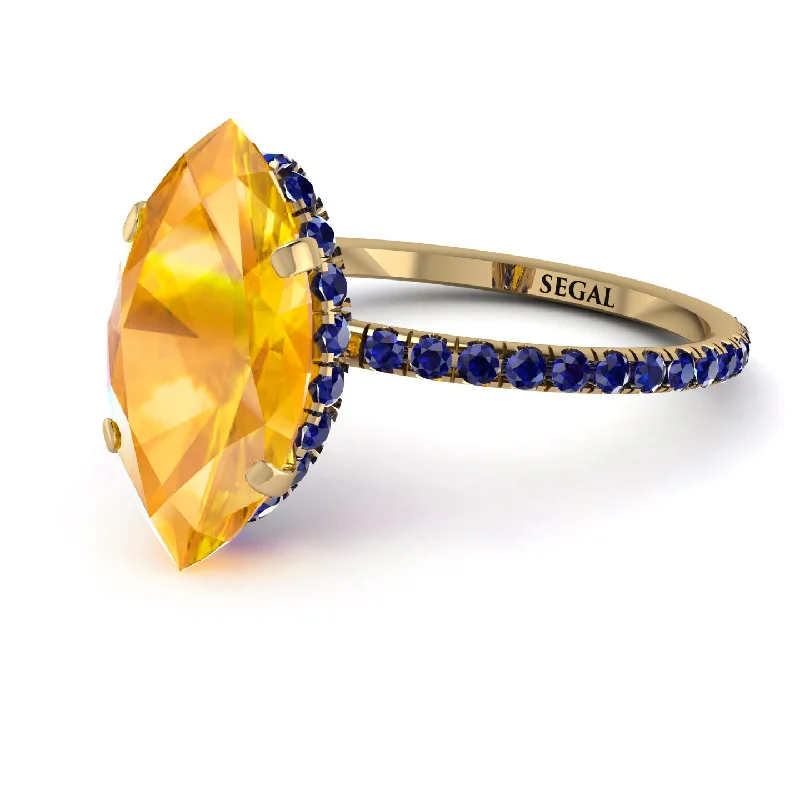 Sapphire Engagement Rings-Hidden Halo Marquise Yellow Diamond Engagement Ring - Journey No. 1013