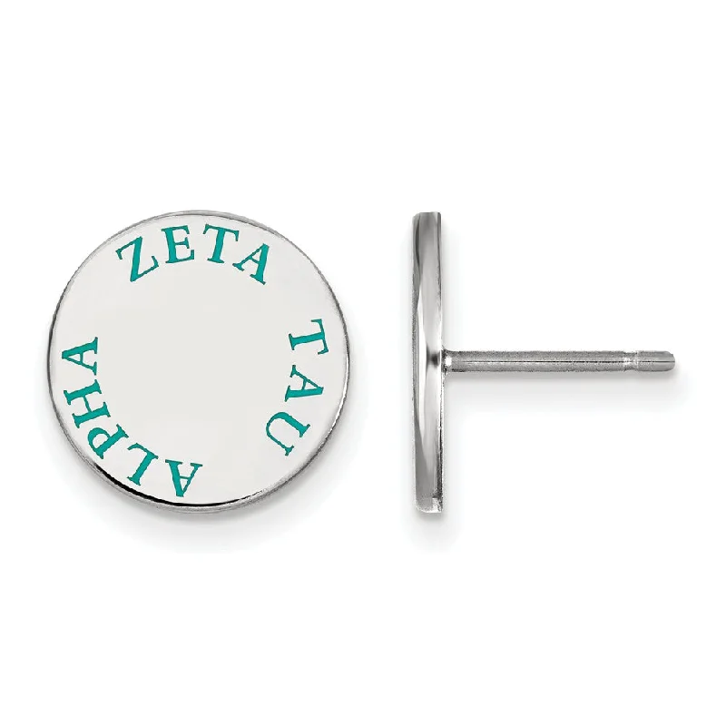 Artistic Earrings-Sterling Silver Zeta Tau Alpha Enamel Post Earrings