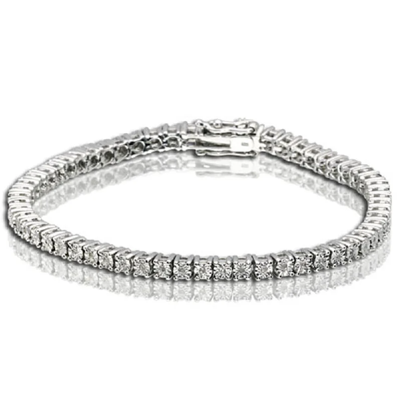 Personalized Silver Link Bracelets-Sterling Silver 1/5 Ct.Tw.Diamond Mount Bracelet