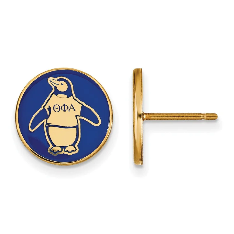 Wedding Jewelry Earrings-14K Plated Silver & Enamel Theta Phi Alpha Penguin Post Earrings