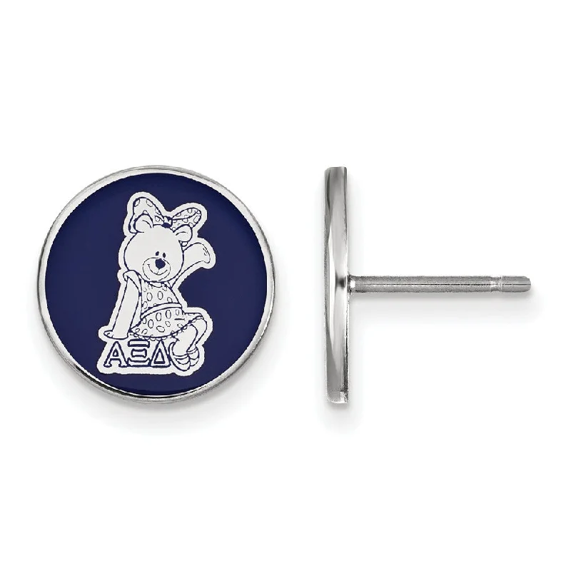 Diamond Stud Earrings-Sterling Silver Alpha Xi Delta Enamel Mascot Post Earrings