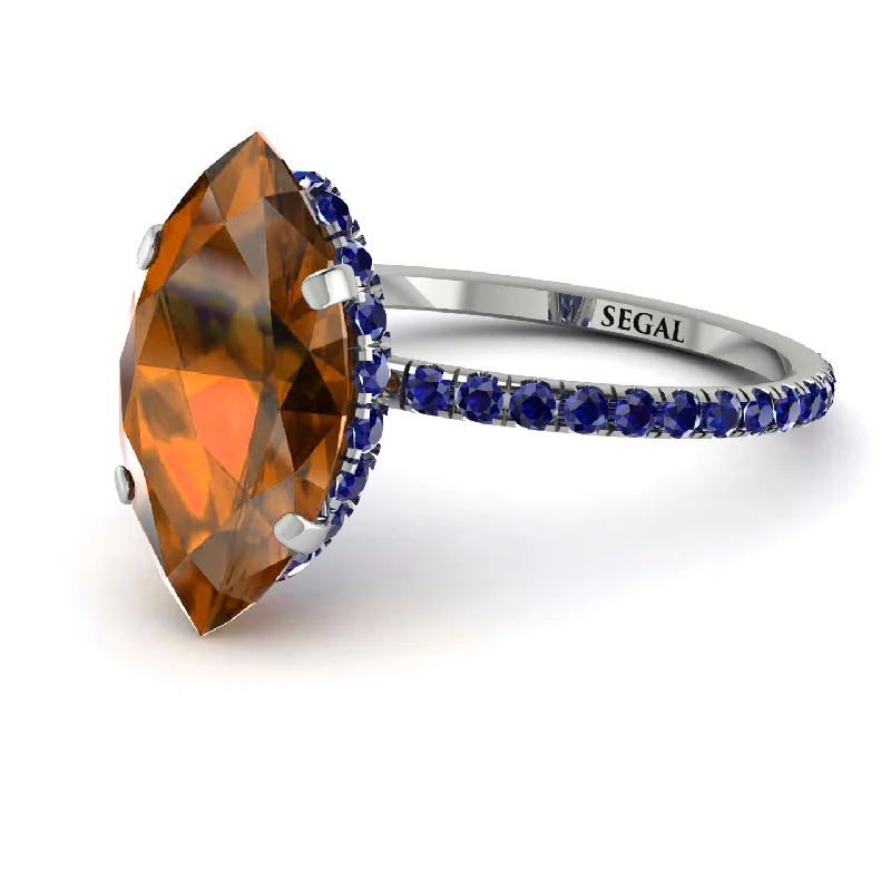 High-End Diamond Rings-Hidden Halo Marquise Brown Diamond Engagement Ring - Journey No. 1115