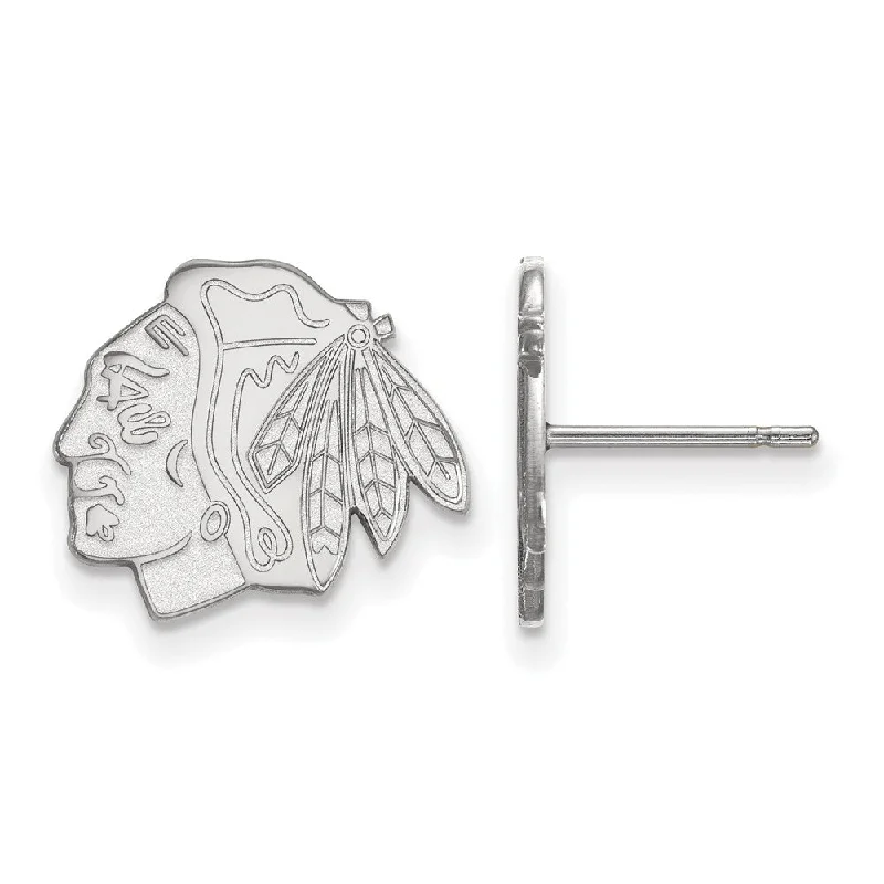 Fashionable Statement Earrings-Sterling Silver NHL Chicago Blackhawks Small Post Earrings