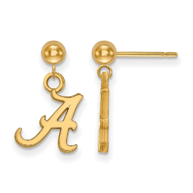 Elegant Stud Earrings-14k Gold Plated Silver University of Alabama Ball Dangle Earrings