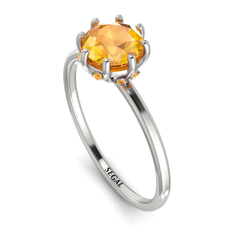 Classic Diamond Rings-Classic Yellow Diamond Ring With Hidden Stones - Elliana No. 1003