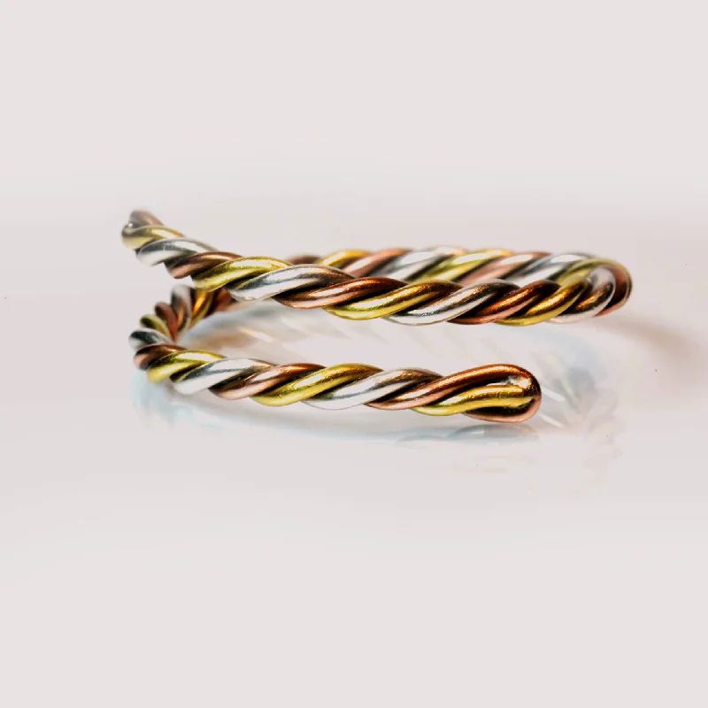 Stackable Silver Bangles-3 Metal Kriya Bangle- Half Weight