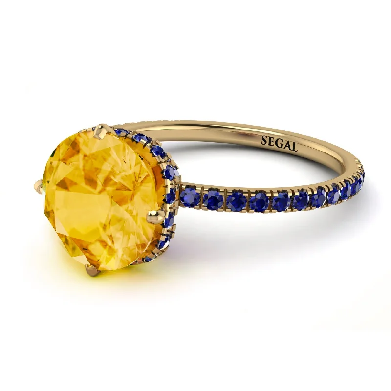 Modern Engagement Rings-Double Hidden Halo Citrine Engagement Ring - Angelina No. 613