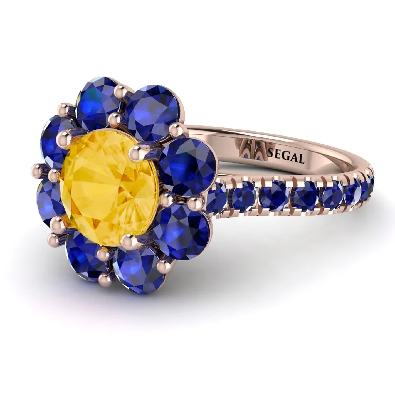 Luxury Wedding Ring Sets-Glamorous Citrine Halo Engagement Ring - Amaya No. 614