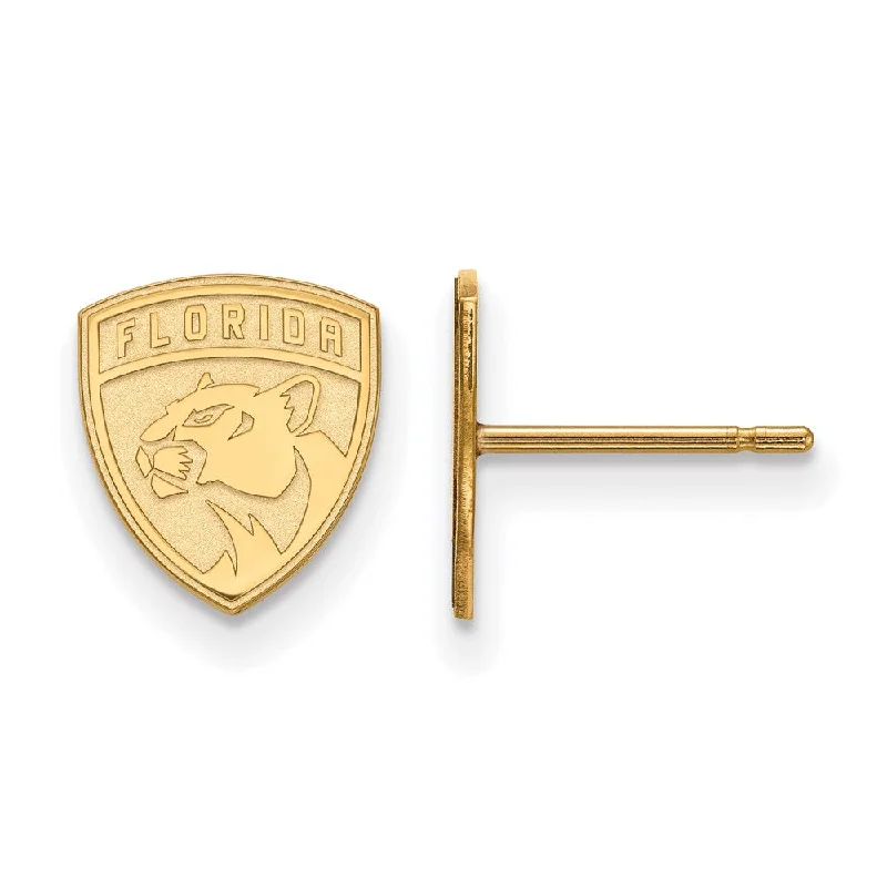 Colorful Earrings for Weddings-SS 14k Yellow Gold Plated NHL Florida Panthers XS Post Earrings