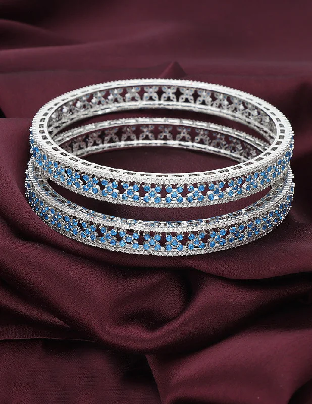 Gemstone Bangle Bracelets-Designer Zircon Rhodhium Plated Bangles ZBGL10955