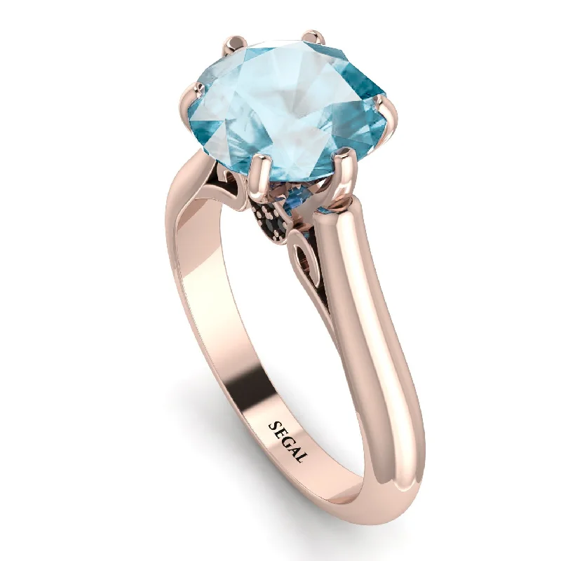 Modern Wedding Rings-3ct Aquamarine Engagement Ring - June No. 408