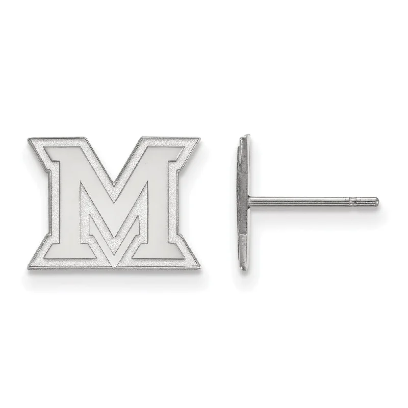 Minimalist Earrings for Women-10k White Gold Miami Univ. XS (Tiny) Post Earrings