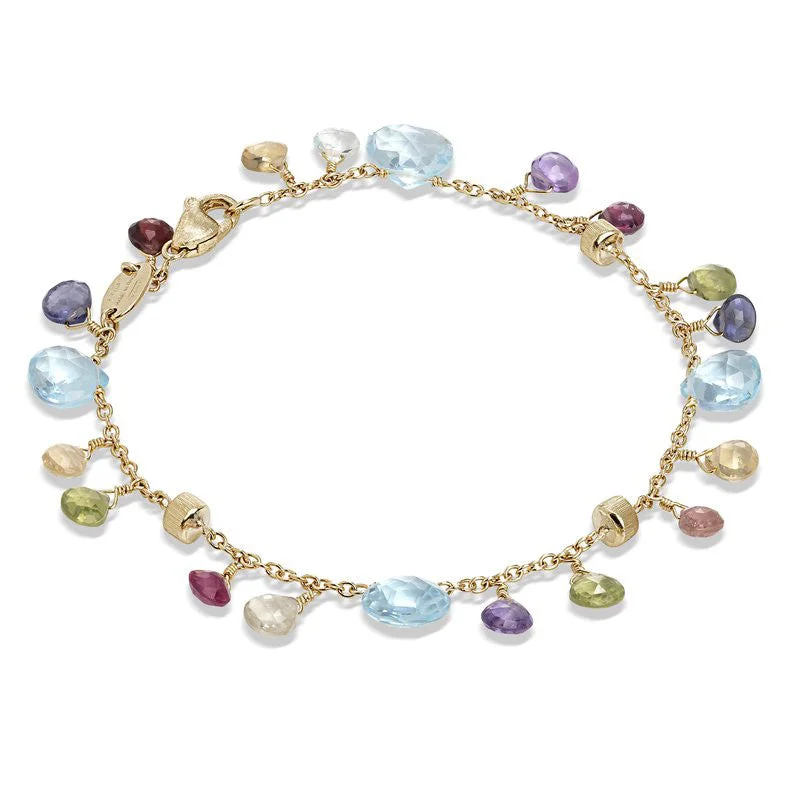 Luxury Gemstone Tennis Bracelets-Marco Bicego Paradise 18K Yellow Gold Mixed Gemstone Single Strand Bracelet