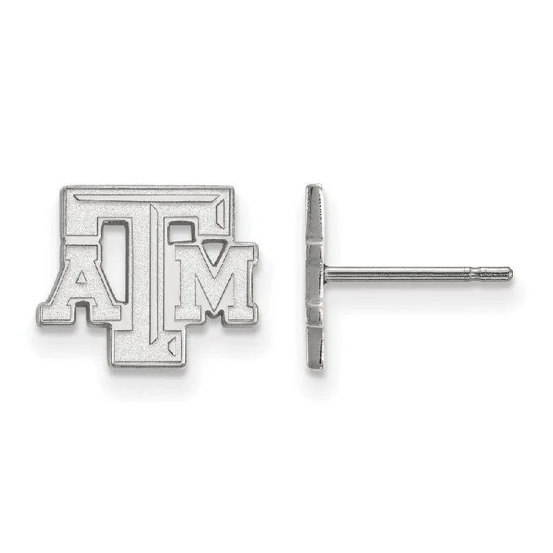 Personalized Drop Earrings-14k White Gold Texas A&M University XS (Tiny) 'ATM' Post Earrings