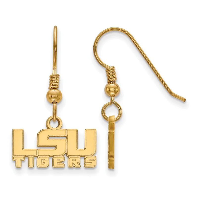 Fashionable Pearl Earrings-14k Gold Plated Silver Louisiana State University Dangle Earrings