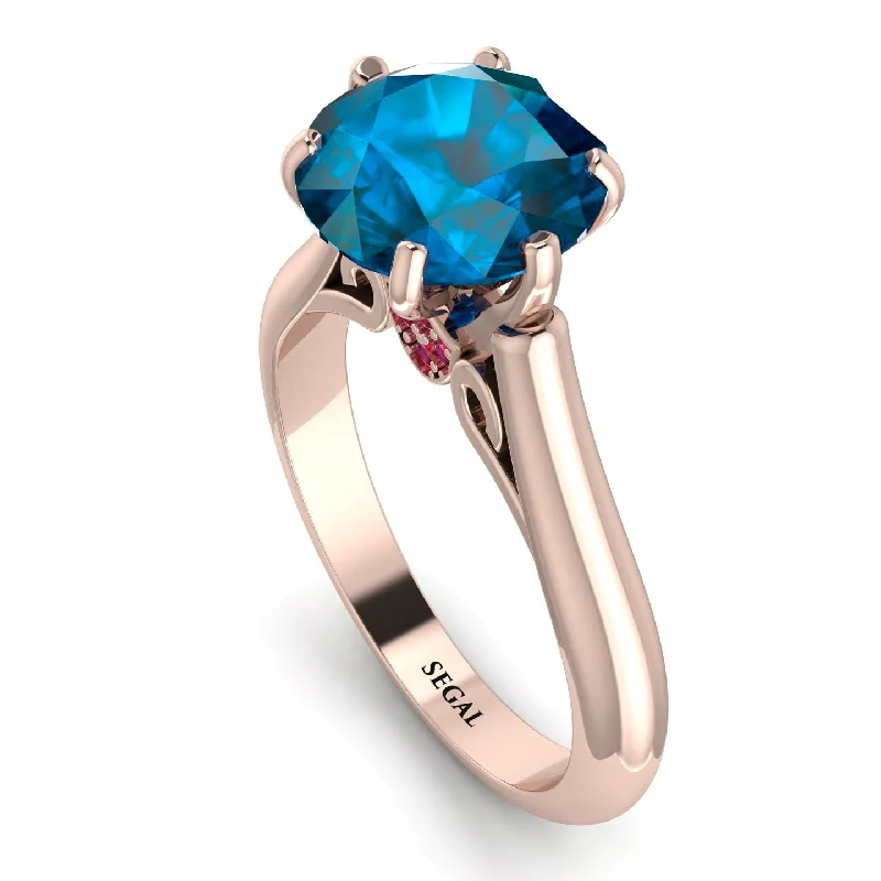 Simple Gemstone Rings-3ct Blue Topaz Engagement Ring - June No. 511