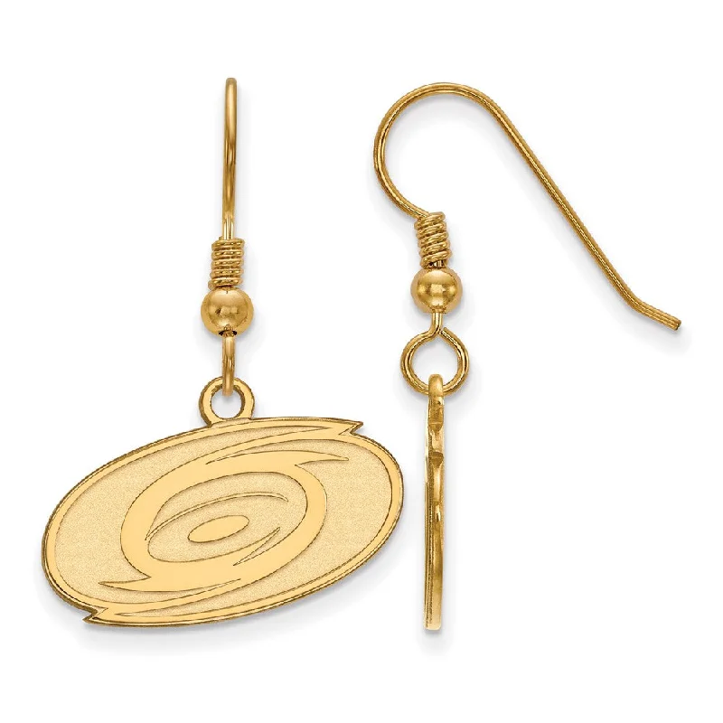 Boho Chic Earrings-SS 14k Yellow Gold Plated NHL Carolina Hurricanes SM Dangle Earrings