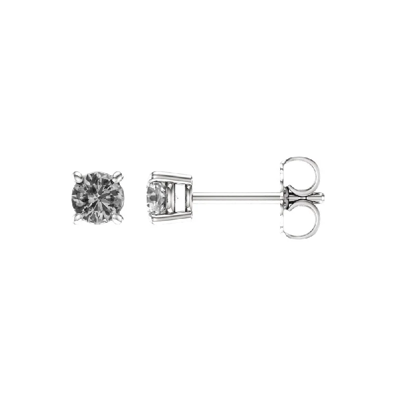 Bridal Earrings-4mm Round White Sapphire Stud Earrings in 14k White Gold