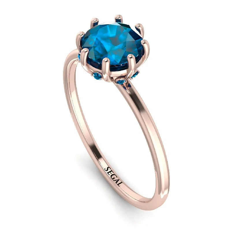 Designer Bridal Rings-Classic Blue Topaz Ring With Hidden Stones - Elliana No. 502