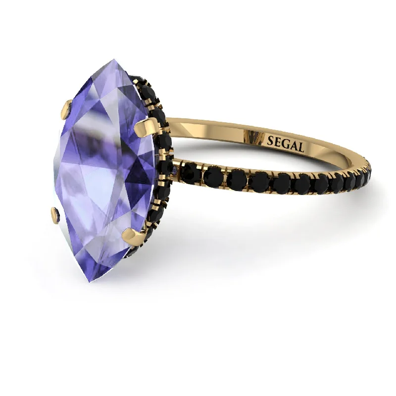 Modern Gold Rings-Hidden Halo Marquise Tanzanite Engagement Ring - Journey No. 207