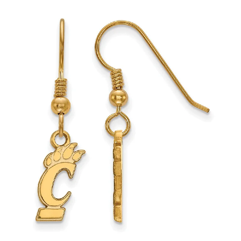 Classic Stud Earrings-14k Gold Plated Silver University of Cincinnati Dangle Earrings