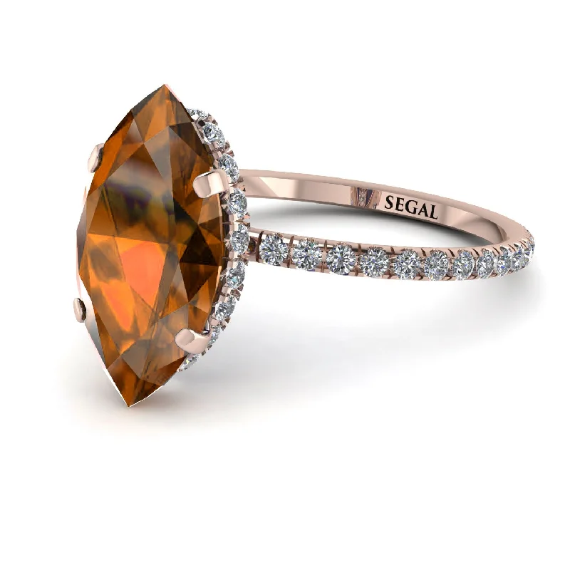 Beautiful Engagement Ring Sets-Hidden Halo Marquise Brown Diamond Engagement Ring - Journey No. 1102