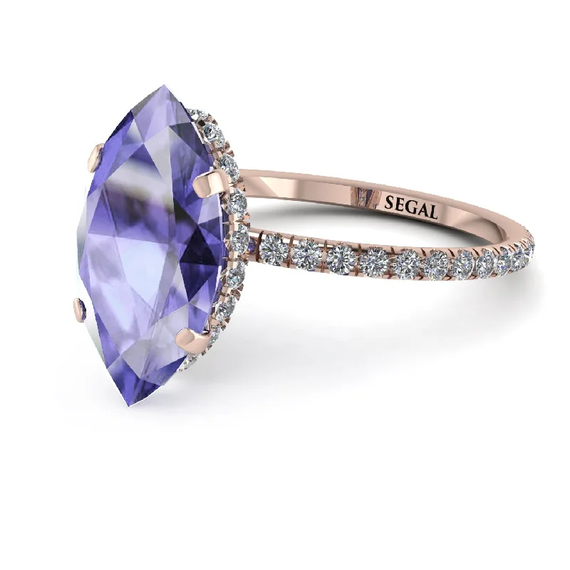 Simple Gemstone Rings-Hidden Halo Marquise Tanzanite Engagement Ring - Journey No. 202