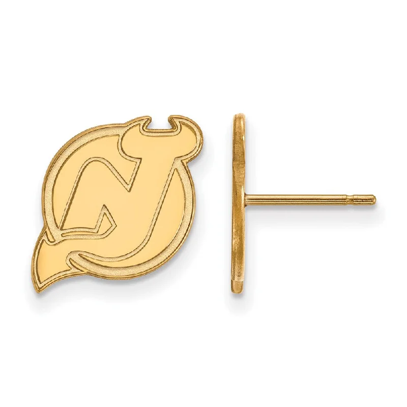 Artistic Earrings-14k Yellow Gold NHL New Jersey Devils Small Post Earrings