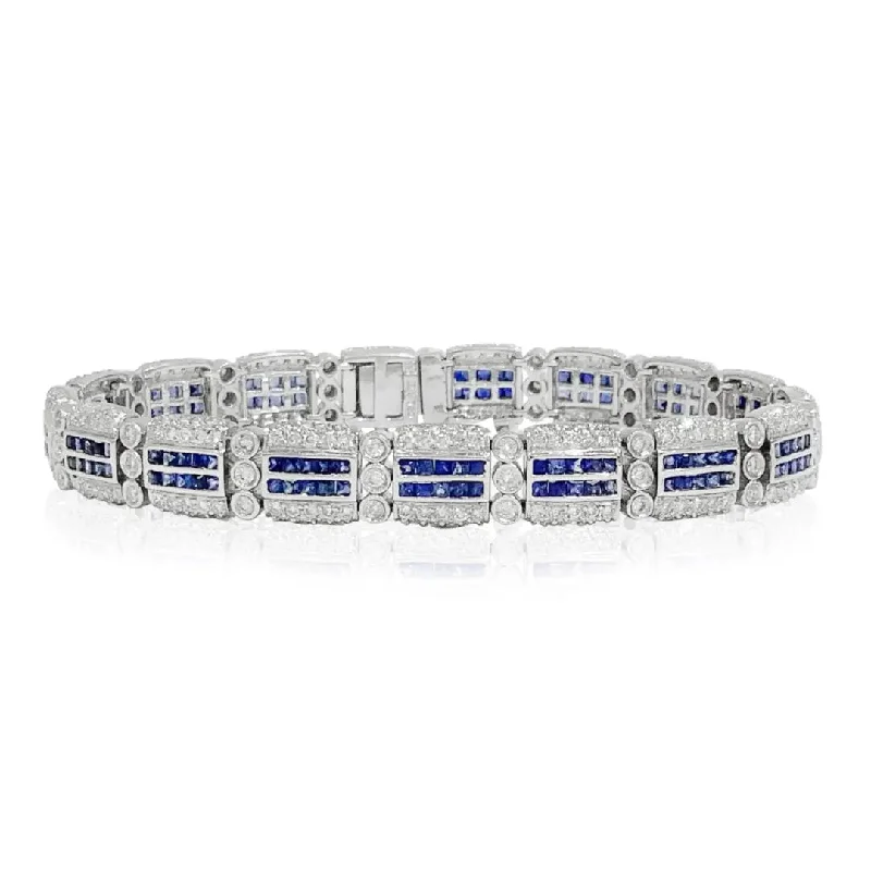 Sparkling Gold Tennis Bracelets-White Gold Diamond And Sapphire Bracelet