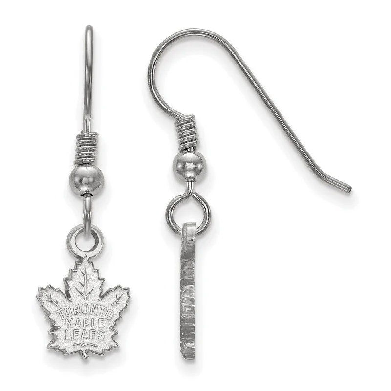 Crystal and Gemstone Earrings-Sterling Silver NHL Toronto Maple Leafs XS Dangle Earrings