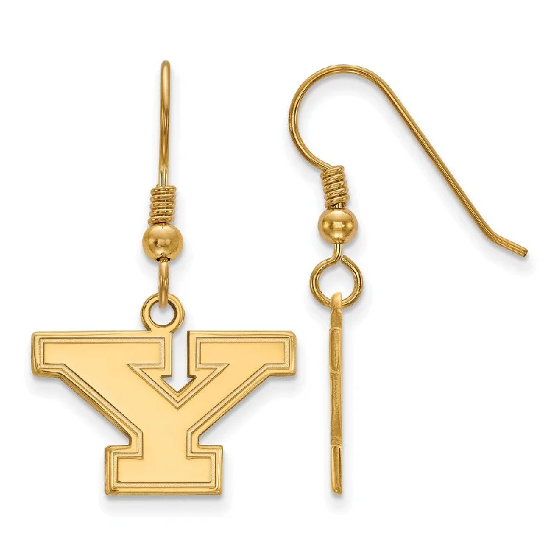 Ethnic Earrings for Women-14k Gold Plated Silver Youngstown State Sm Dangle Earrings