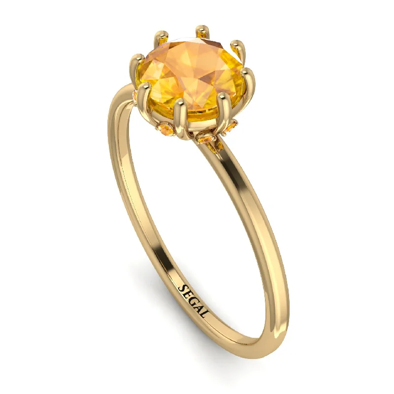 Stylish Wedding Rings-Classic Yellow Diamond Ring With Hidden Stones - Elliana No. 1001